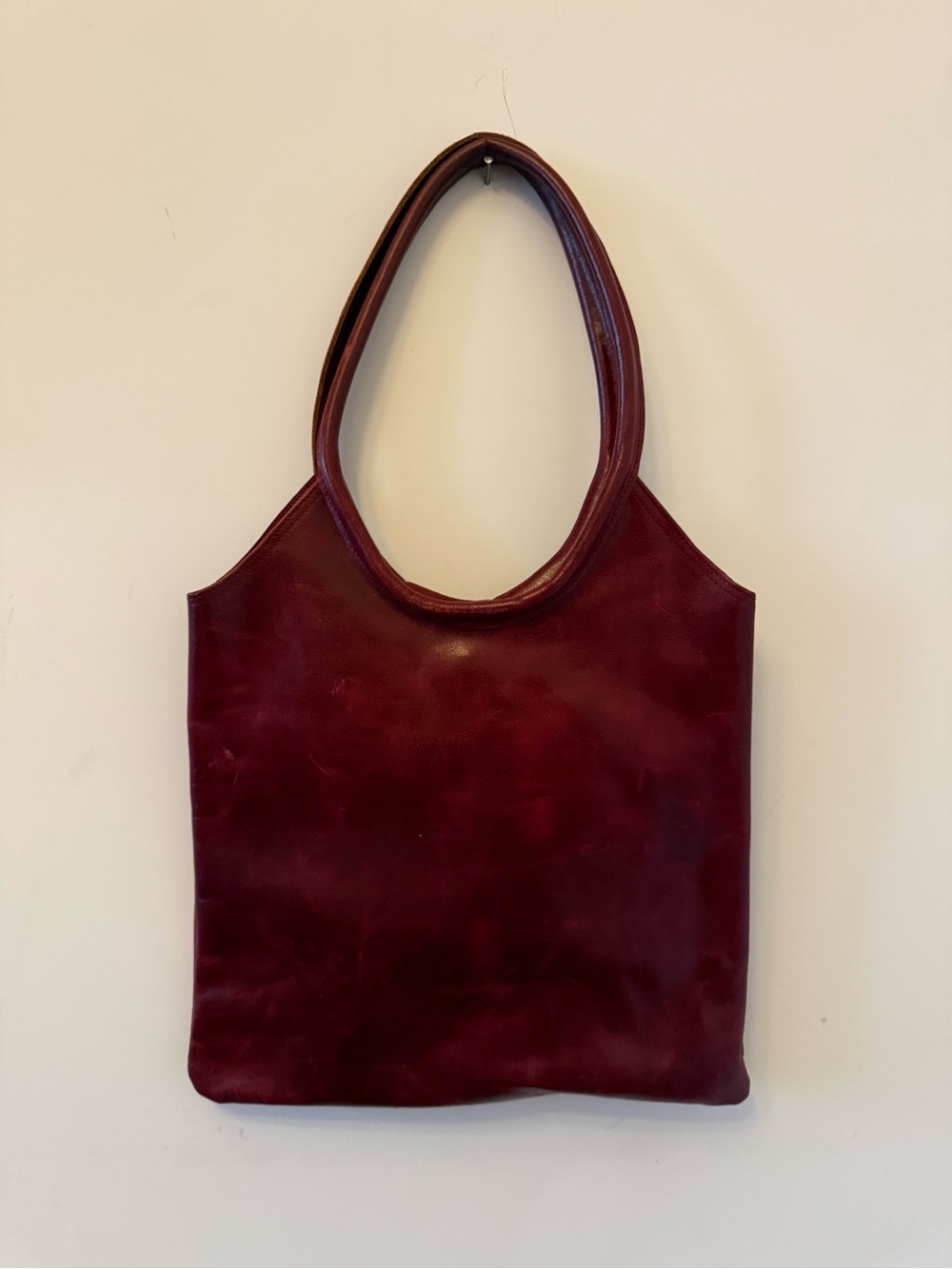 Women’s Burgundy Leather Tote Bag - Classic Shoulder Carry